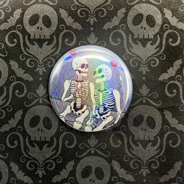 Holographic Skeleton Lovers - 1.5" Button