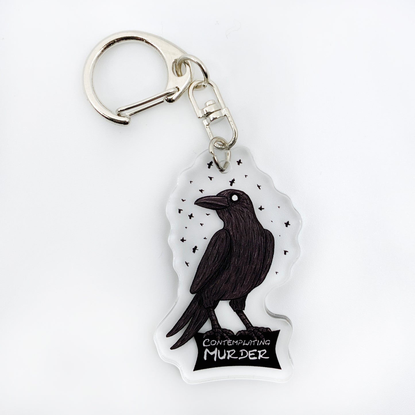 Crow Contemplating Murder - 2" Acrylic Charm Keychain