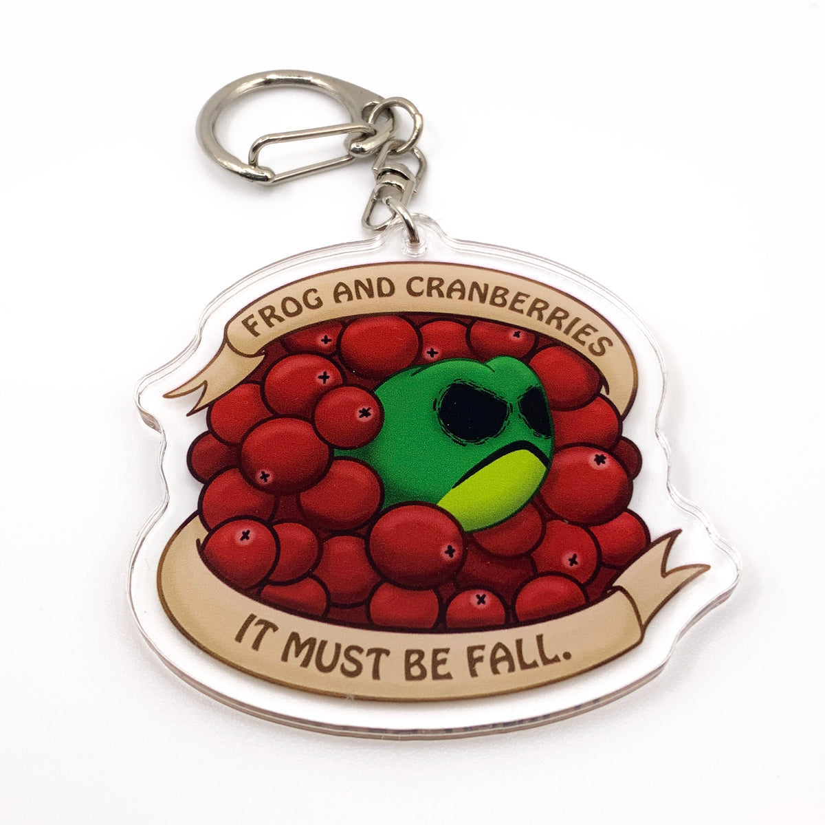 Frog and Cranberries It Must Be Fall - 2.5" Acrylic Charm Keychain
