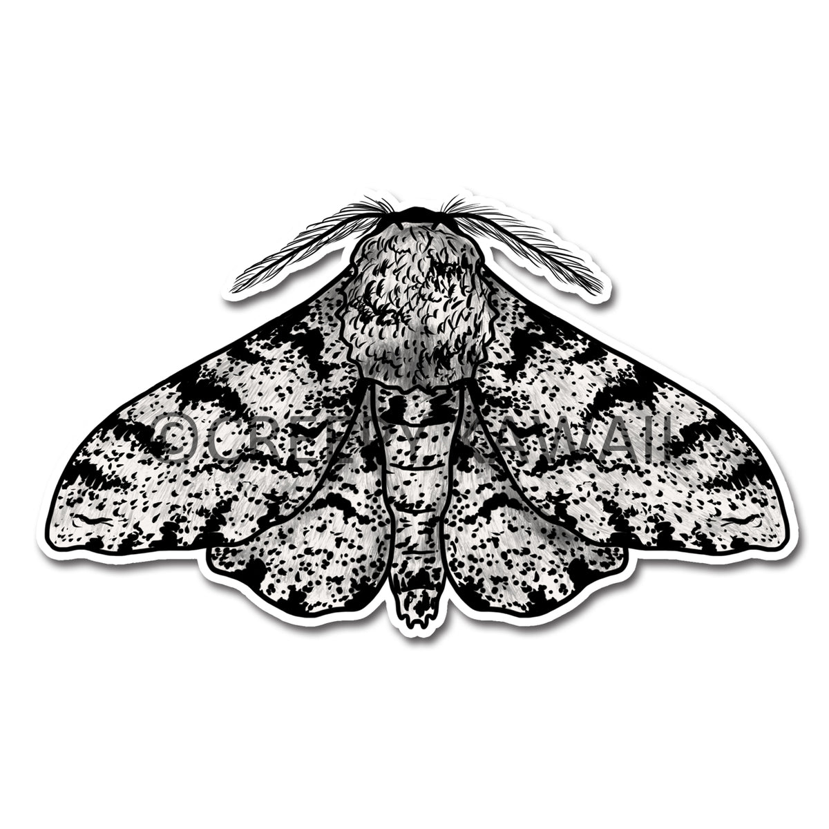 Peppered Moth - 3 Inch Weatherproof Vinyl Sticker - Creepy Kawaii