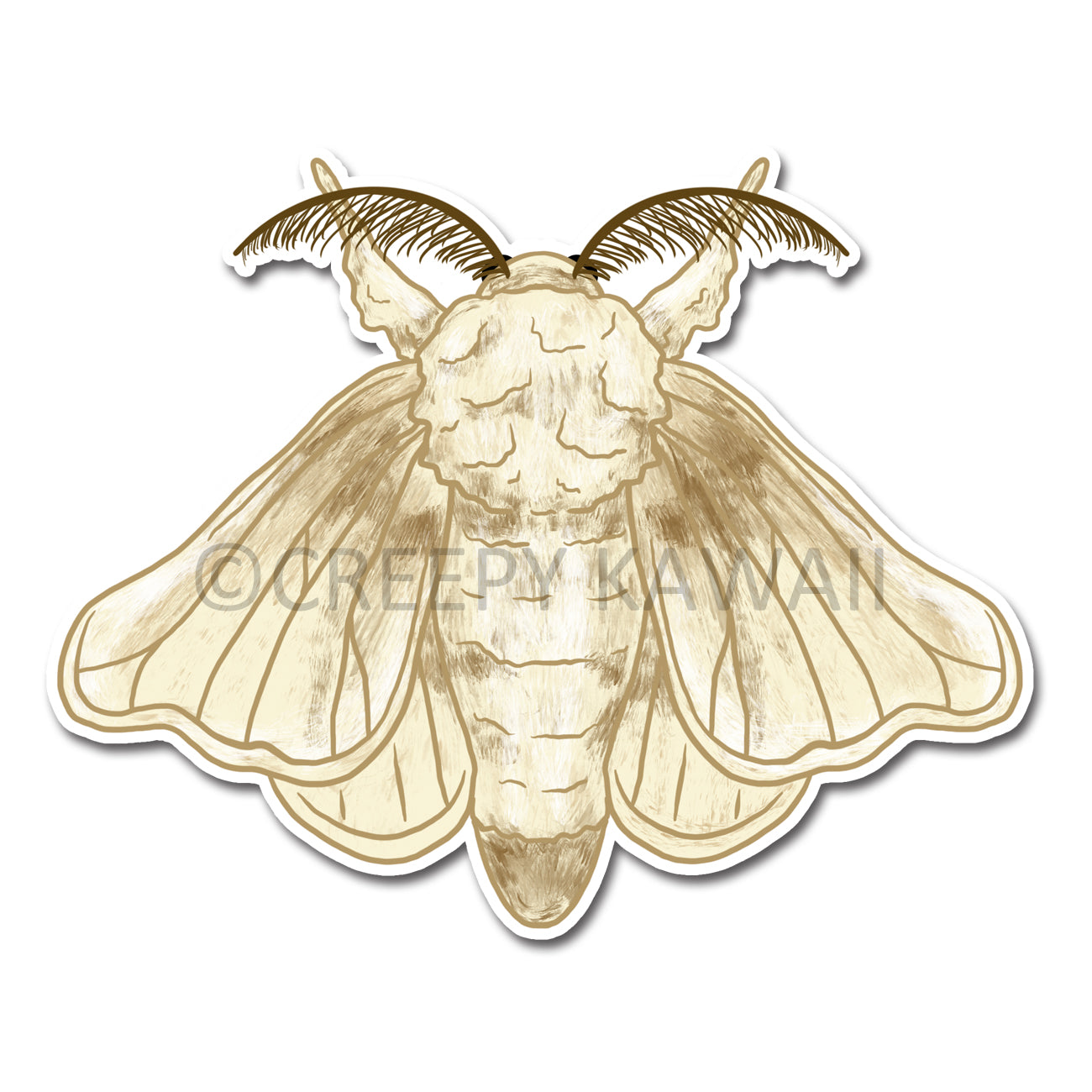 Silk Moth - 3 Inch Weatherproof Vinyl Sticker - Creepy Kawaii