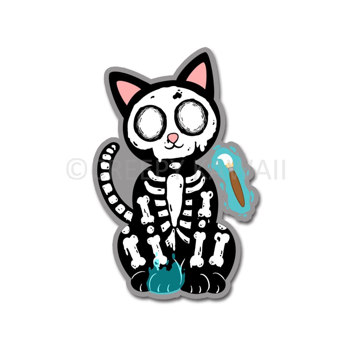 Skeleton Cerin - 3 Inch Weatherproof Vinyl Sticker - Creepy Kawaii