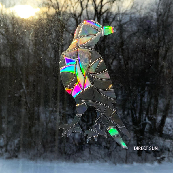 Crow Silhouette - 4 Inch Tall Vinyl Prism Window Cling - Creepy Kawaii