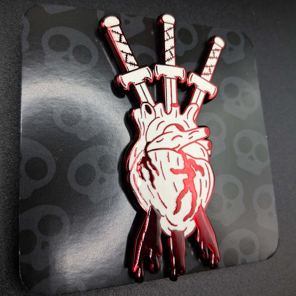 Three of Swords Hard Enamel Pin - Blood Red