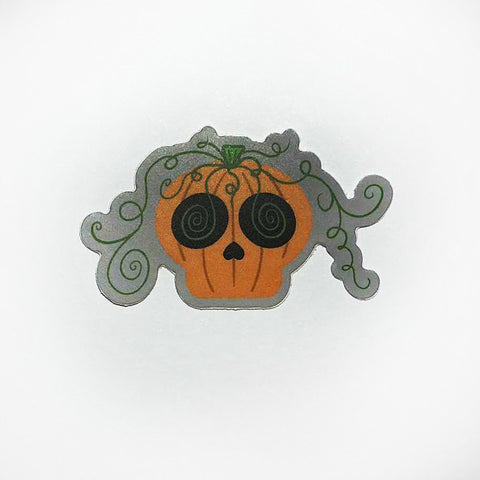 Pumpkin Skull - Mini 1 Inch Weatherproof Vinyl Sticker