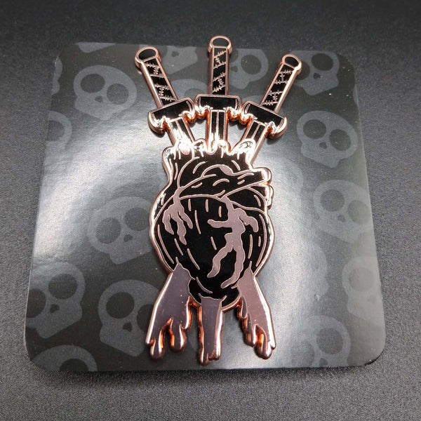 Three of Swords Hard Enamel Pin - Rose Gold