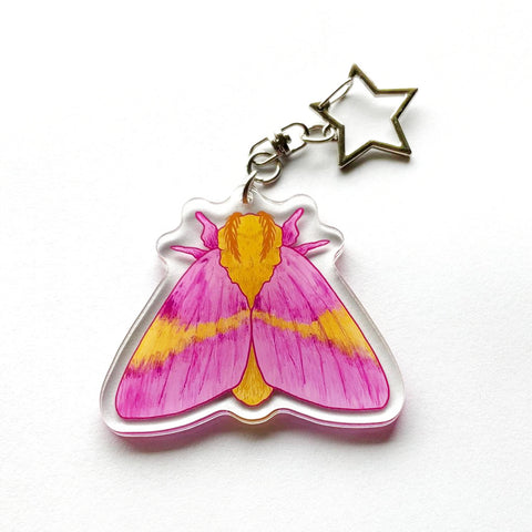 2" Acrylic Rosy Maple Moth Keychain