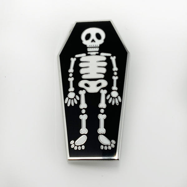 Skeleton in a Coffin - 2" Hard Enamel Pin