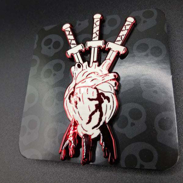 Three of Swords Hard Enamel Pin - Blood Red