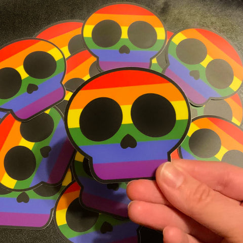 Creepy Kawaii Skull (Pride Edition) - 3 Inch Weatherproof Vinyl Sticker