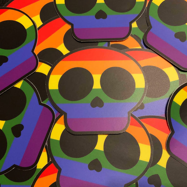 Creepy Kawaii Skull (Pride Edition) - 3 Inch Weatherproof Vinyl Sticker