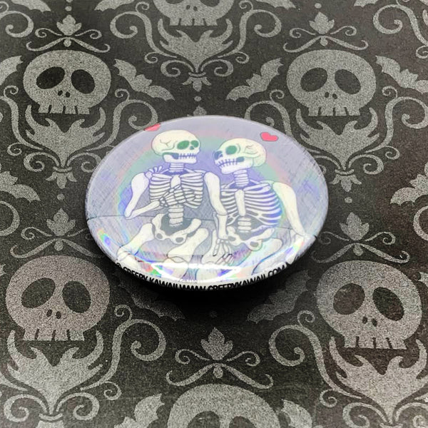 Holographic Skeleton Lovers - 1.5" Button
