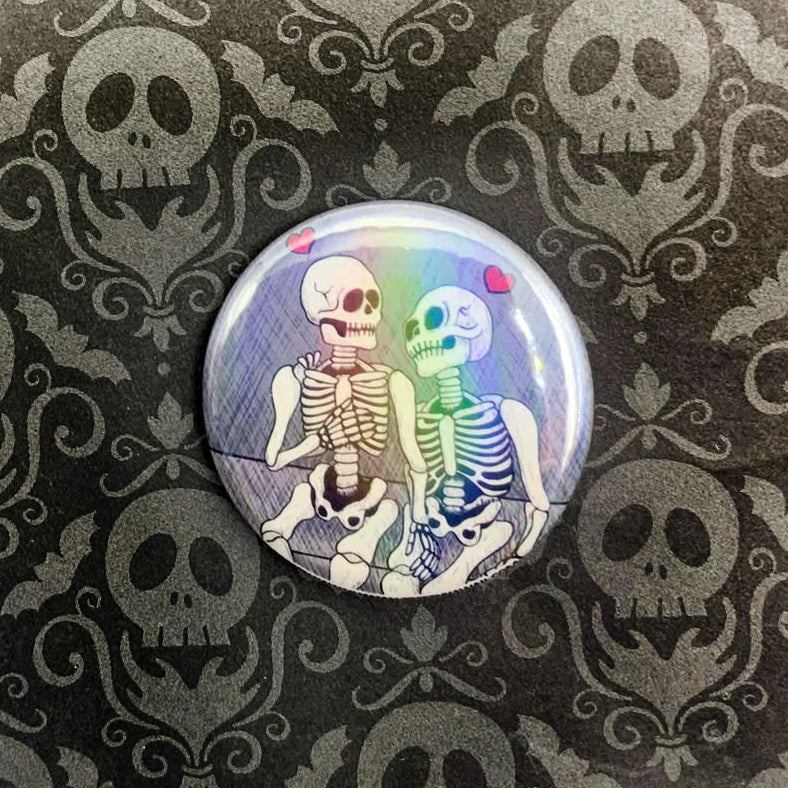 Holographic Skeleton Lovers - 1.5" Button