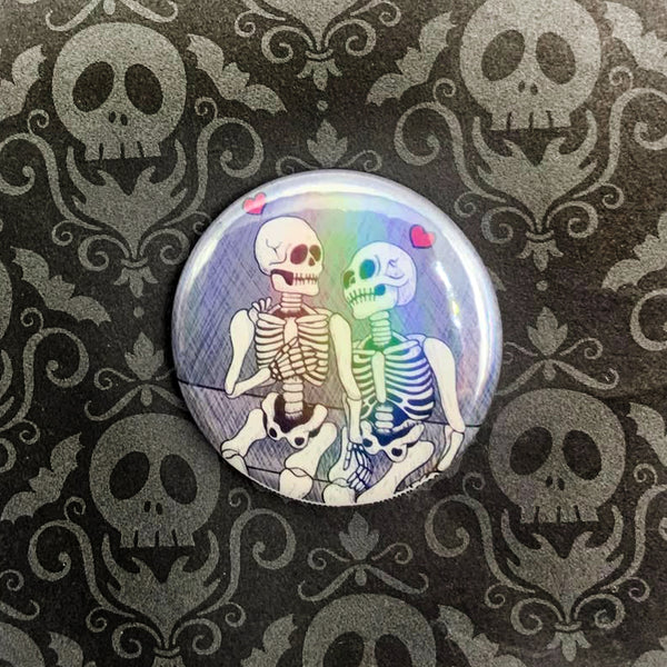 Holographic Skeleton Lovers - 1.5" Button