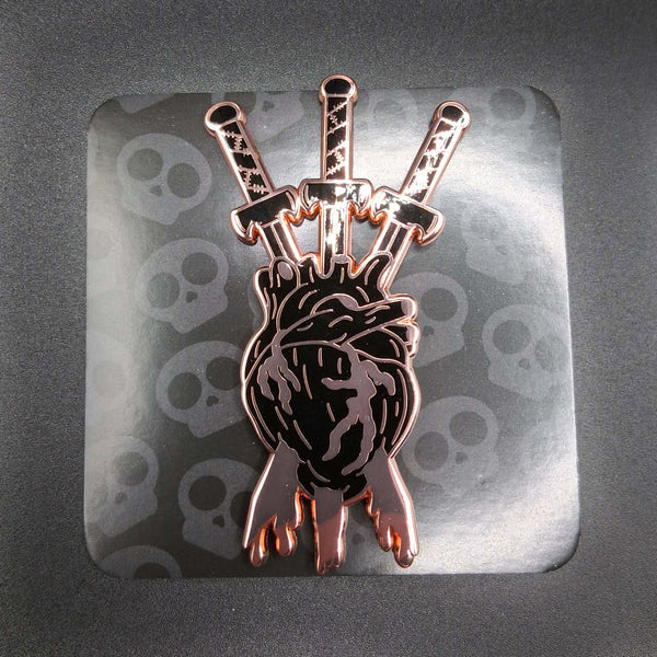 Three of Swords Hard Enamel Pin - Rose Gold