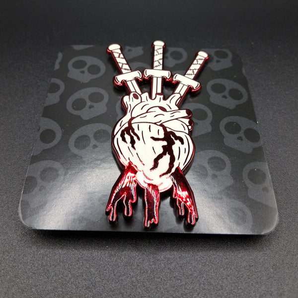 Three of Swords Hard Enamel Pin - Blood Red