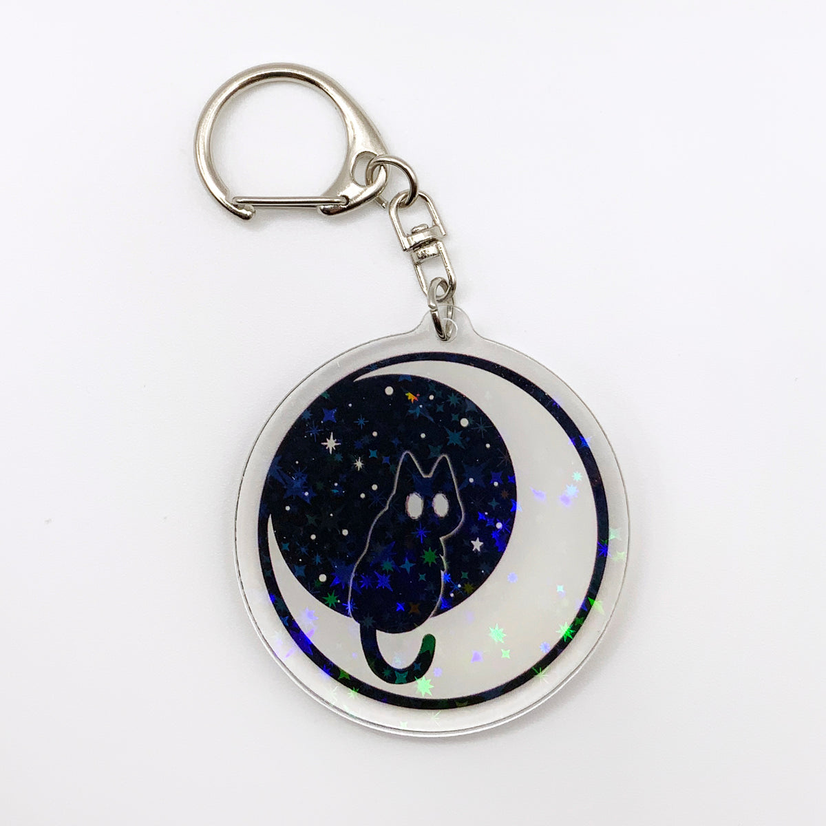 Cerin on the Moon with Holographic Stars - 2" Acrylic Keychain