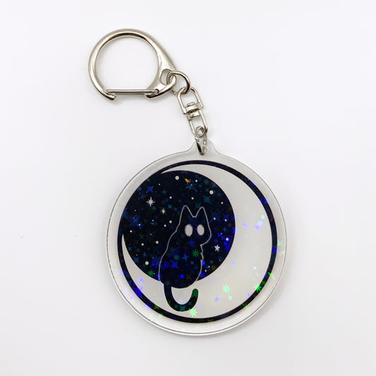 Cerin on the Moon with Holographic Stars - 2" Acrylic Keychain