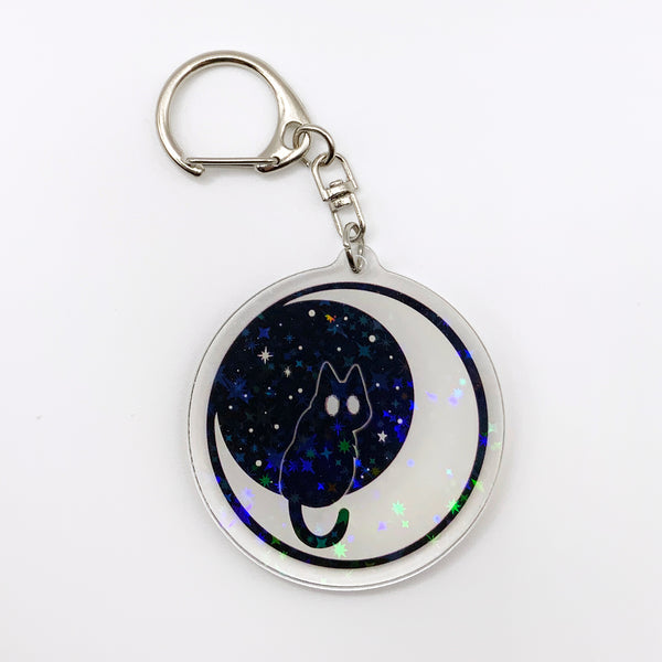 Cerin on the Moon with Holographic Stars - 2" Acrylic Keychain