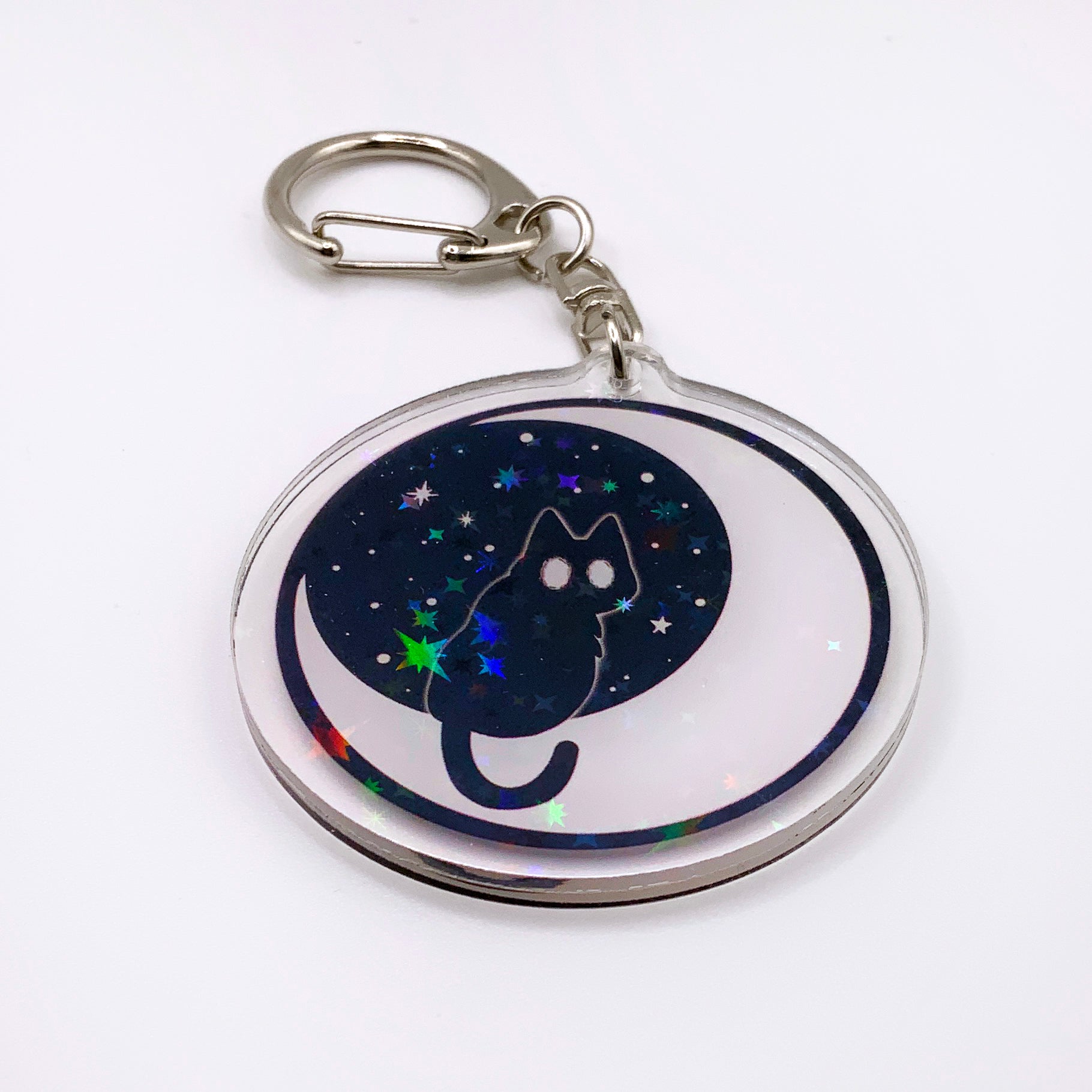 Cerin on the Moon with Holographic Stars - 2" Acrylic Keychain