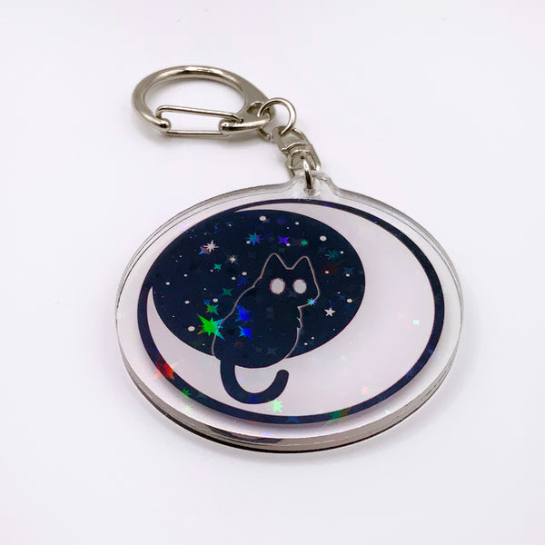 Cerin on the Moon with Holographic Stars - 2" Acrylic Keychain