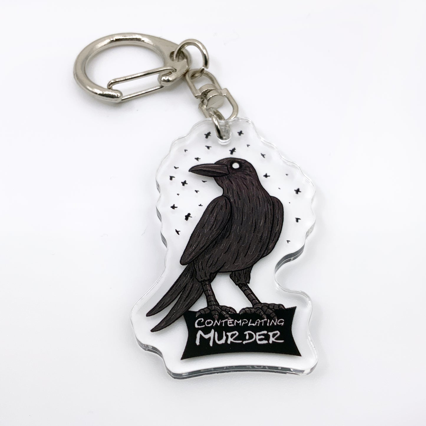 Crow Contemplating Murder - 2" Acrylic Charm Keychain