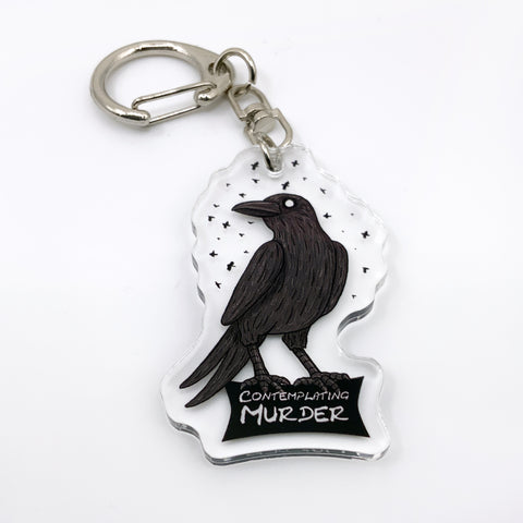 Crow Contemplating Murder - 2" Acrylic Charm Keychain