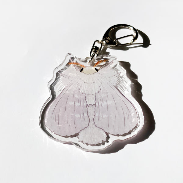 White Flannel Moth - 2.5" Acrylic Keychain