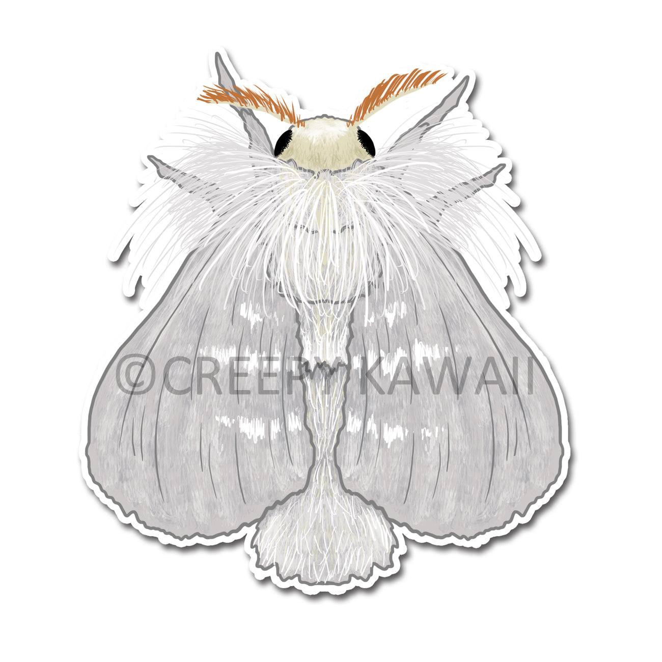 White Flannel Moth - 3 Inch Weatherproof Vinyl Sticker