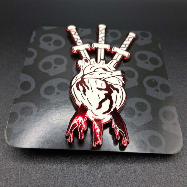 Three of Swords Hard Enamel Pin - Blood Red