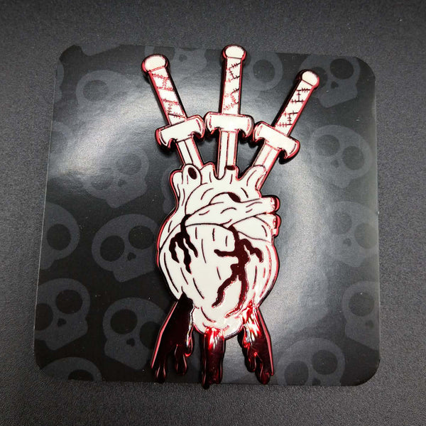 Three of Swords Hard Enamel Pin - Blood Red