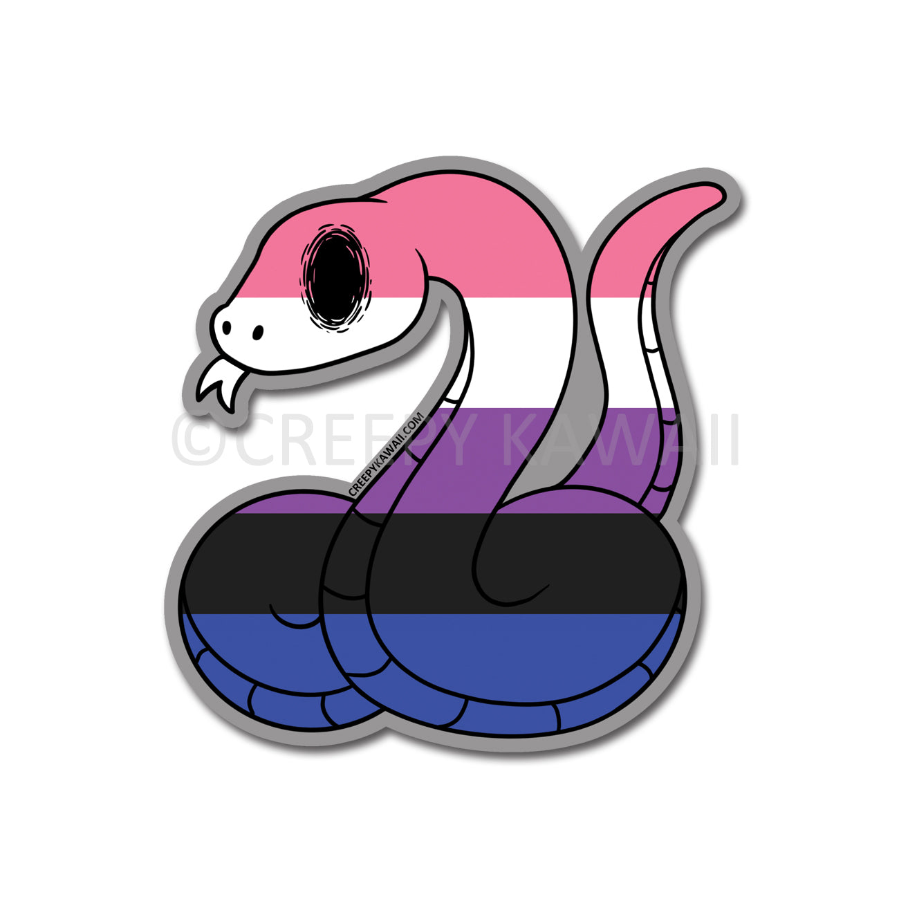 Year of the Snake - Genderfluid Colorway - 3 Inch Weatherproof Vinyl Sticker