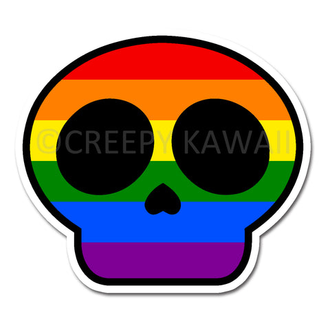 Creepy Kawaii Skull (Pride Edition) - 3 Inch Weatherproof Vinyl Sticker