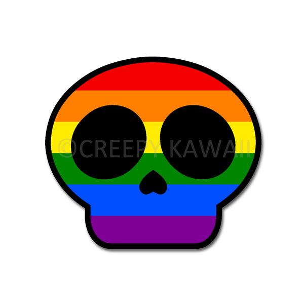 Creepy Kawaii Skull (Pride Edition) - 3 Inch Weatherproof Vinyl Sticker