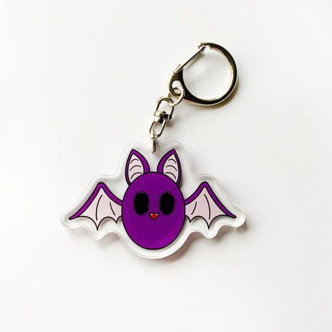 Purple Baby Bat - 2" Acrylic Charm Keychain - Creepy Kawaii