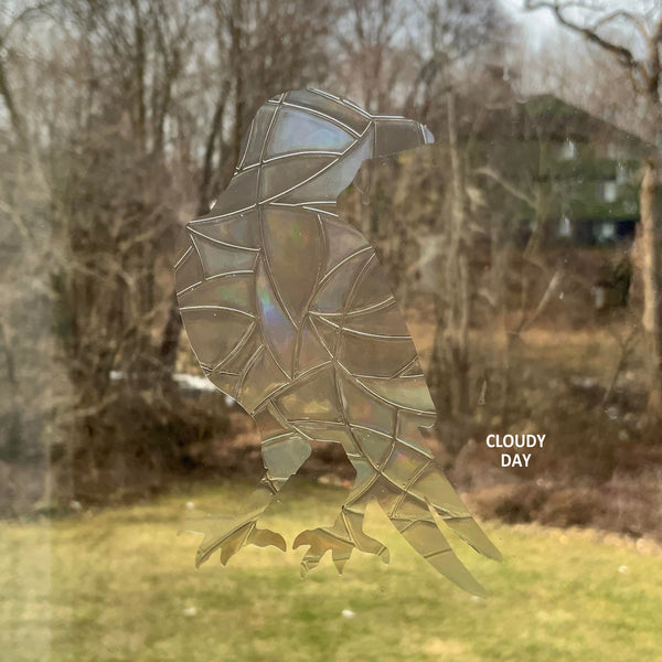 Crow Silhouette - 4 Inch Tall Vinyl Prism Window Cling - Creepy Kawaii