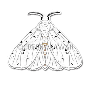 Fall Webworm Moth - 3 Inch Weatherproof Vinyl Sticker - Creepy Kawaii