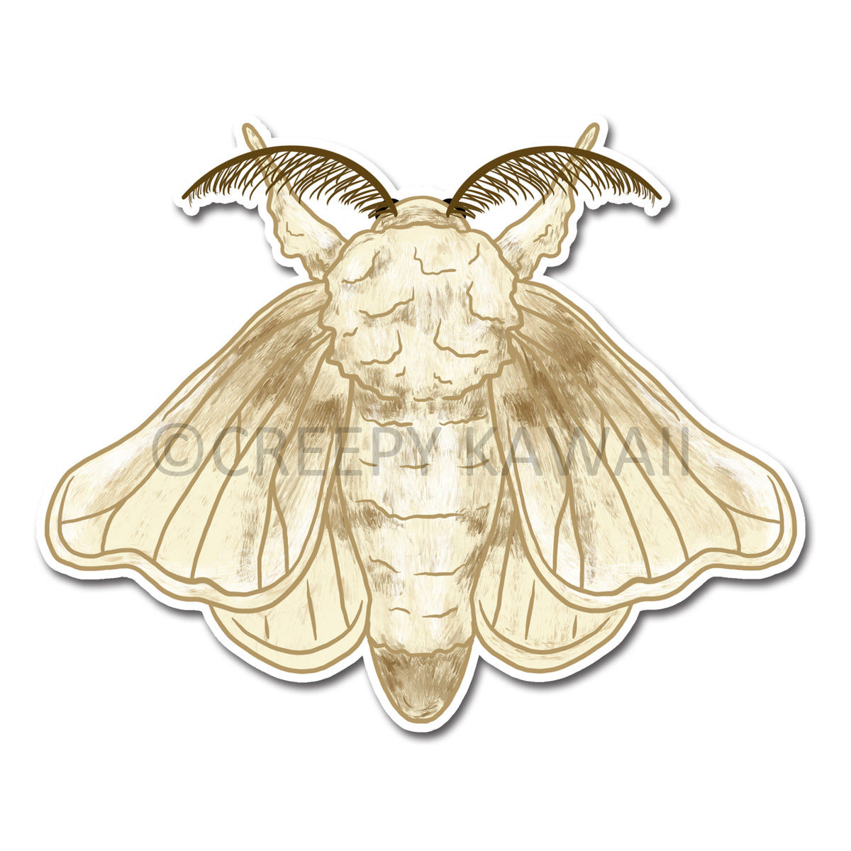 Silk Moth - 3 Inch Weatherproof Vinyl Sticker - Creepy Kawaii