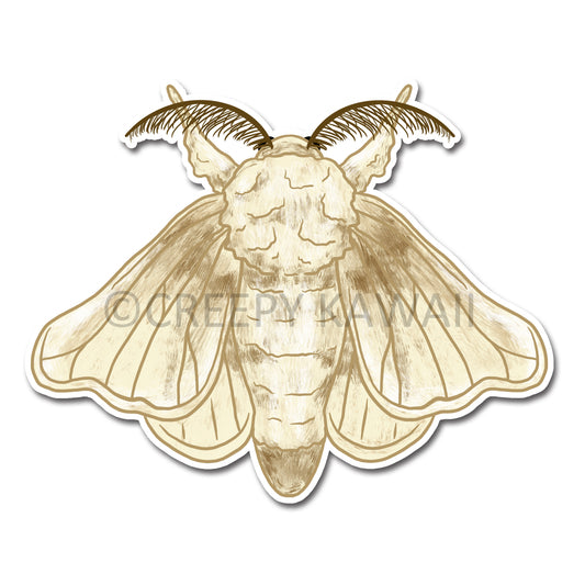 Silk Moth - 3 Inch Weatherproof Vinyl Sticker - Creepy Kawaii