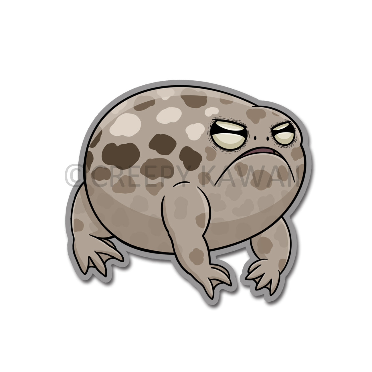 Big Mad Desert Rain Frog - 3 Inch Weatherproof Vinyl Sticker - Creepy Kawaii
