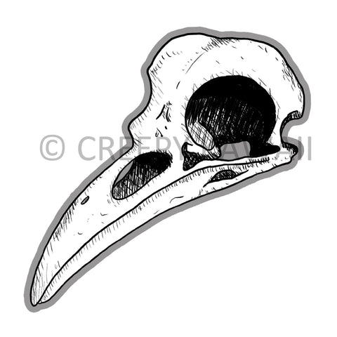 Bird Skull - 3 Inch Weatherproof Vinyl Sticker - Creepy Kawaii