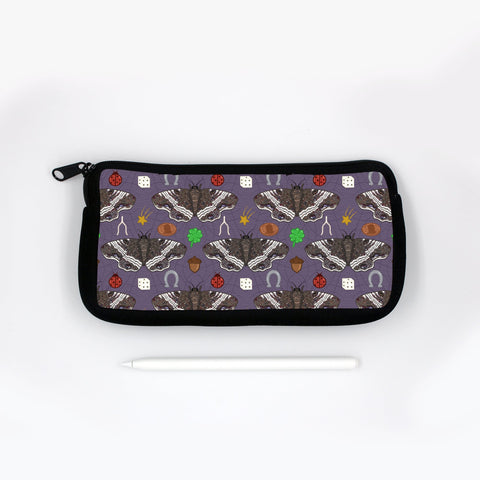 Black Witch Moths and Good Luck Charms Pencil Pouch - Creepy Kawaii