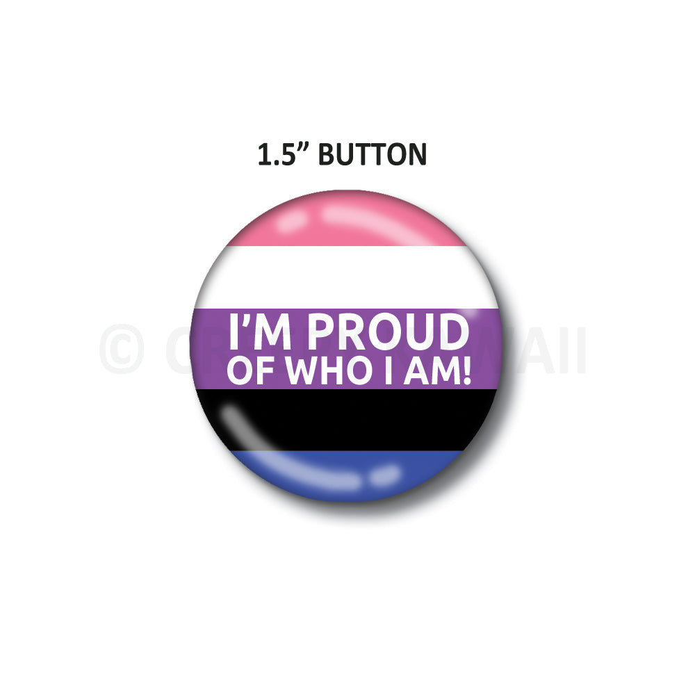 Proud LGBTAQ  - Genderfluid - 1.5" Button - Creepy Kawaii