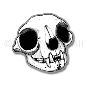 Cat Skull - 3 Inch Weatherproof Vinyl Sticker - Creepy Kawaii