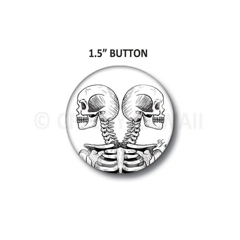 Twin Skulls - 1.5" Button - Creepy Kawaii