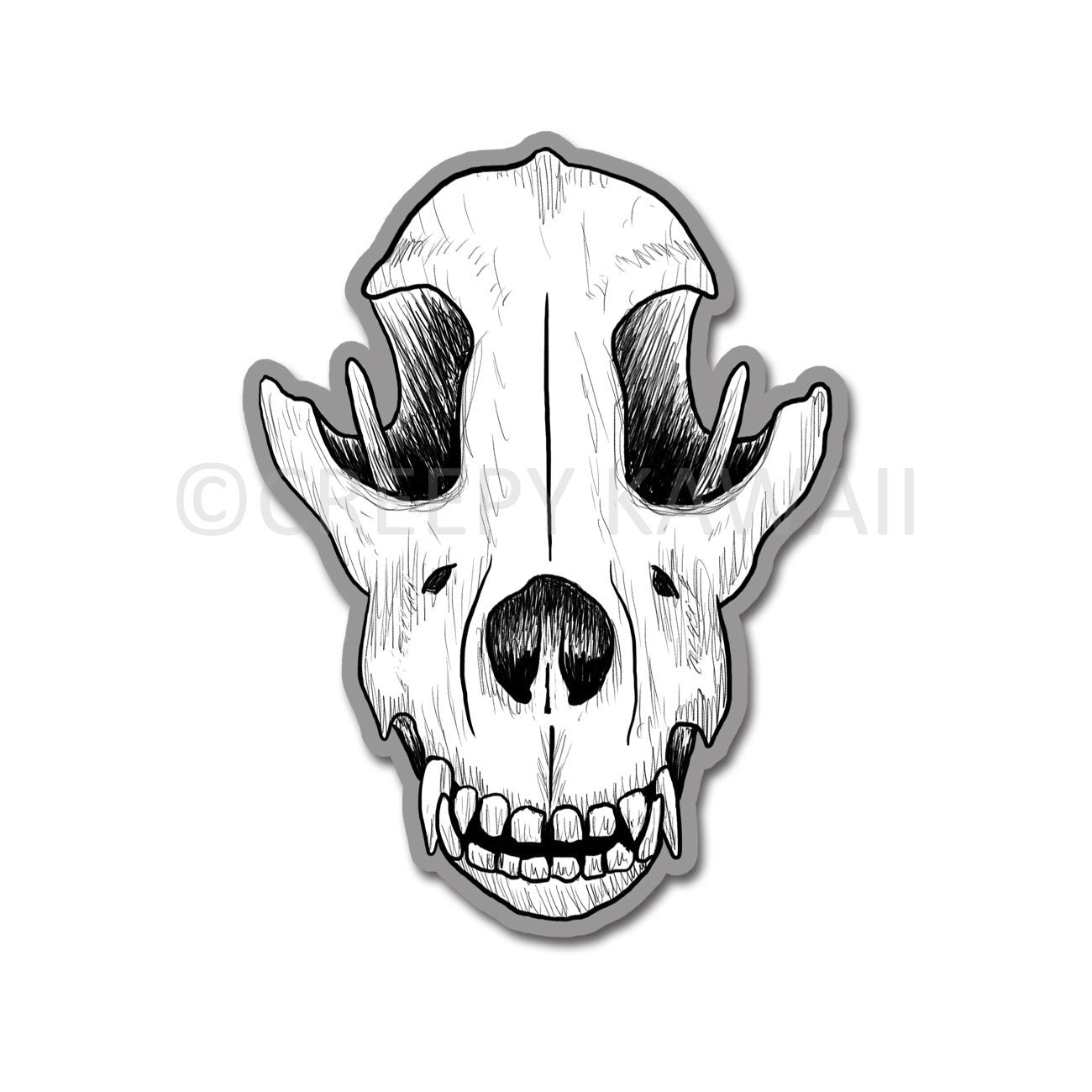 Wolf Skull - 3 Inch Weatherproof Vinyl Sticker - Creepy Kawaii