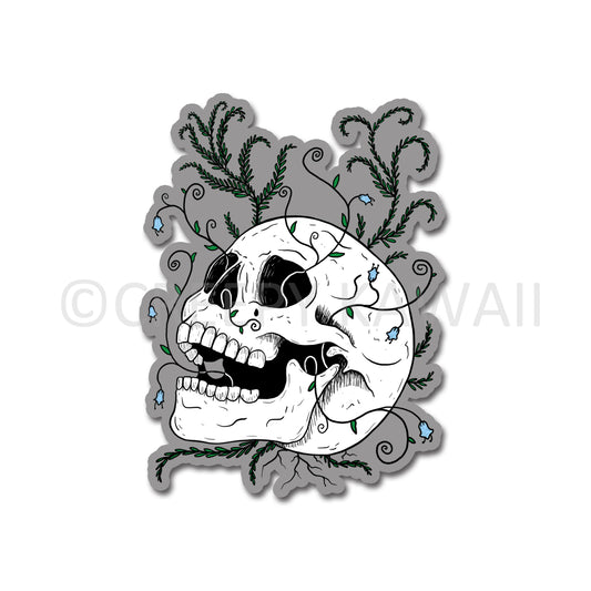 Living Skull - 3 Inch Weatherproof Vinyl Sticker - Creepy Kawaii
