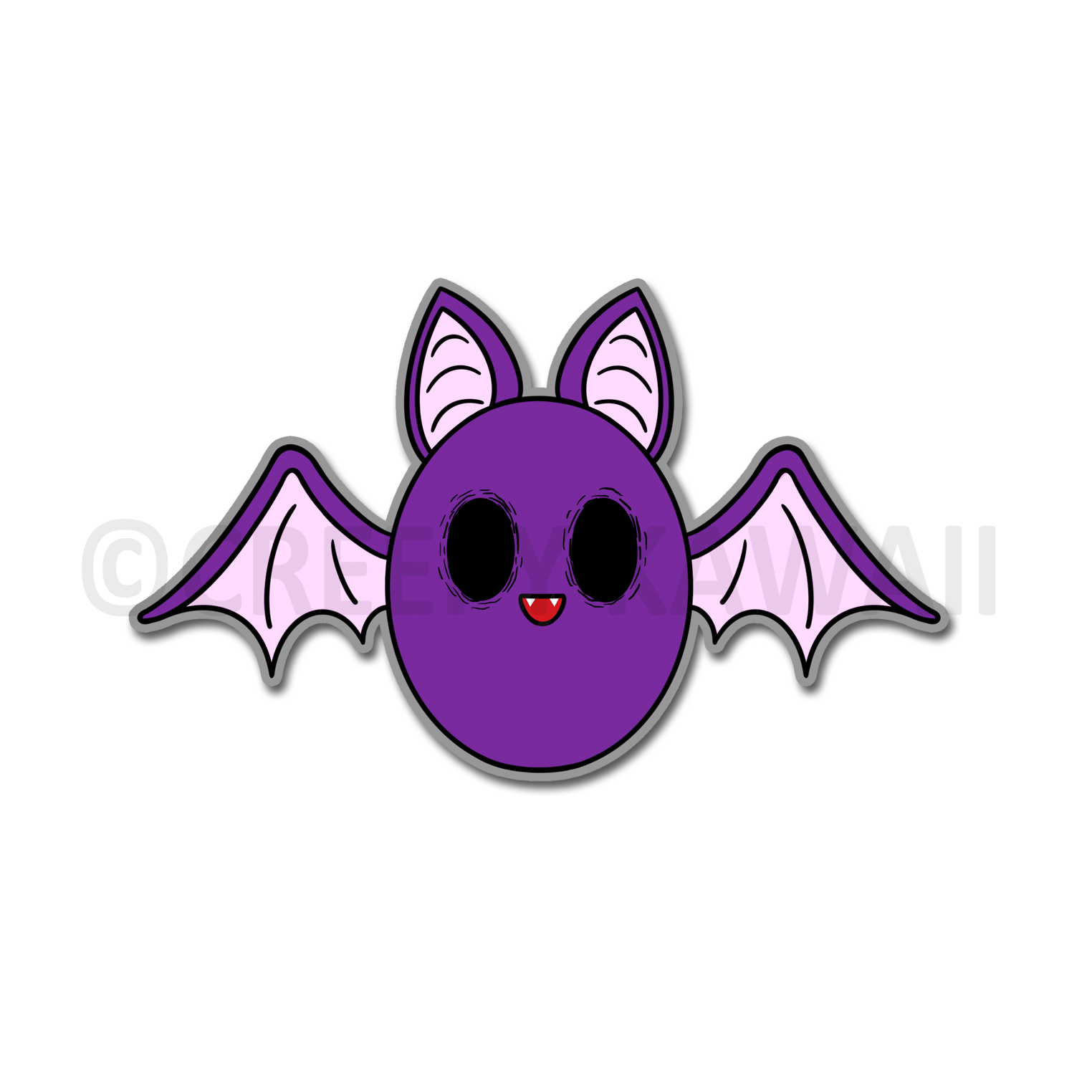 Purple Baby Bat - 3 Inch Weatherproof Vinyl Sticker - Creepy Kawaii