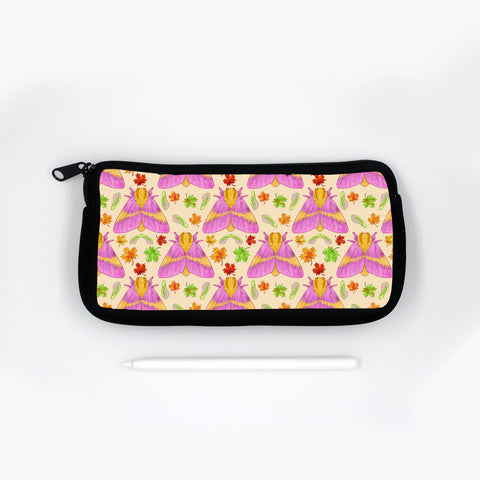 Rosy Maple Moths and Maple Leaves / Seeds Pencil Pouch - Creepy Kawaii