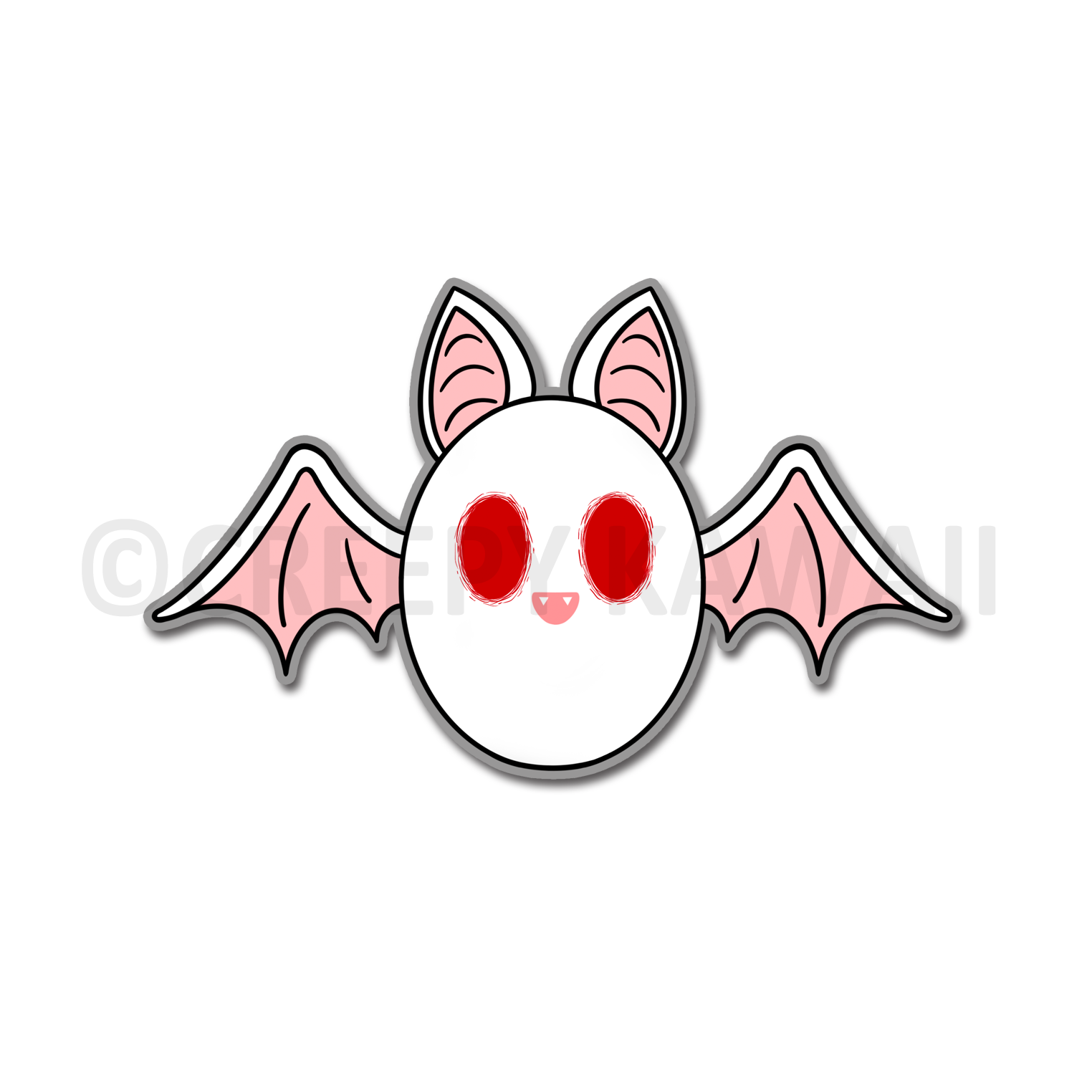 White Baby Bat - 3 Inch Weatherproof Vinyl Sticker - Creepy Kawaii
